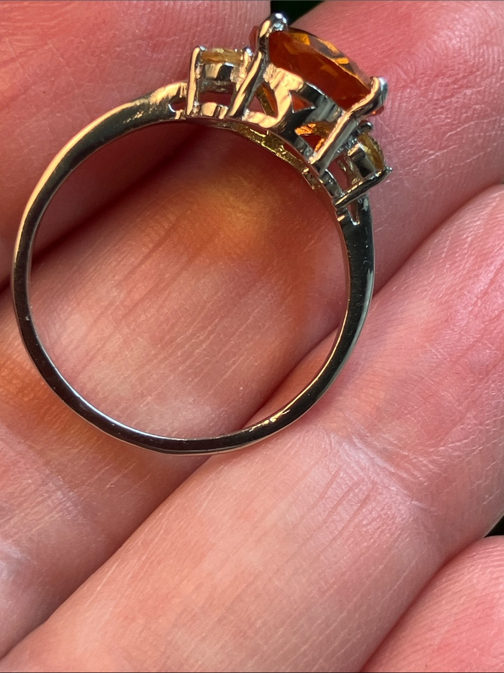 Sterling Silver Orange Gemstone Cocktail Ring - Unbranded - Picture 7 of 8